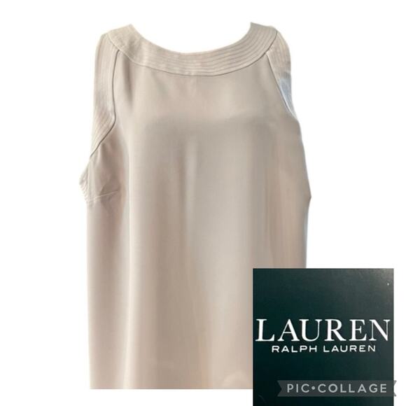 Lauren by Ralph Lauren Tops - NWT LAUREN Ralph Lauren Womens Sleeveless Blouse Top Plus Size 2X Beige NEW $120
